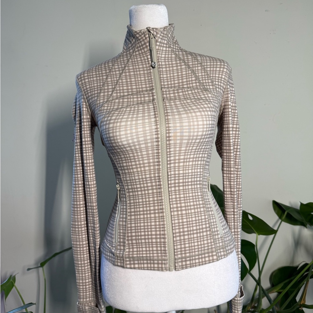 lululemon athletica Beige Plaid Zip-Up Jacket